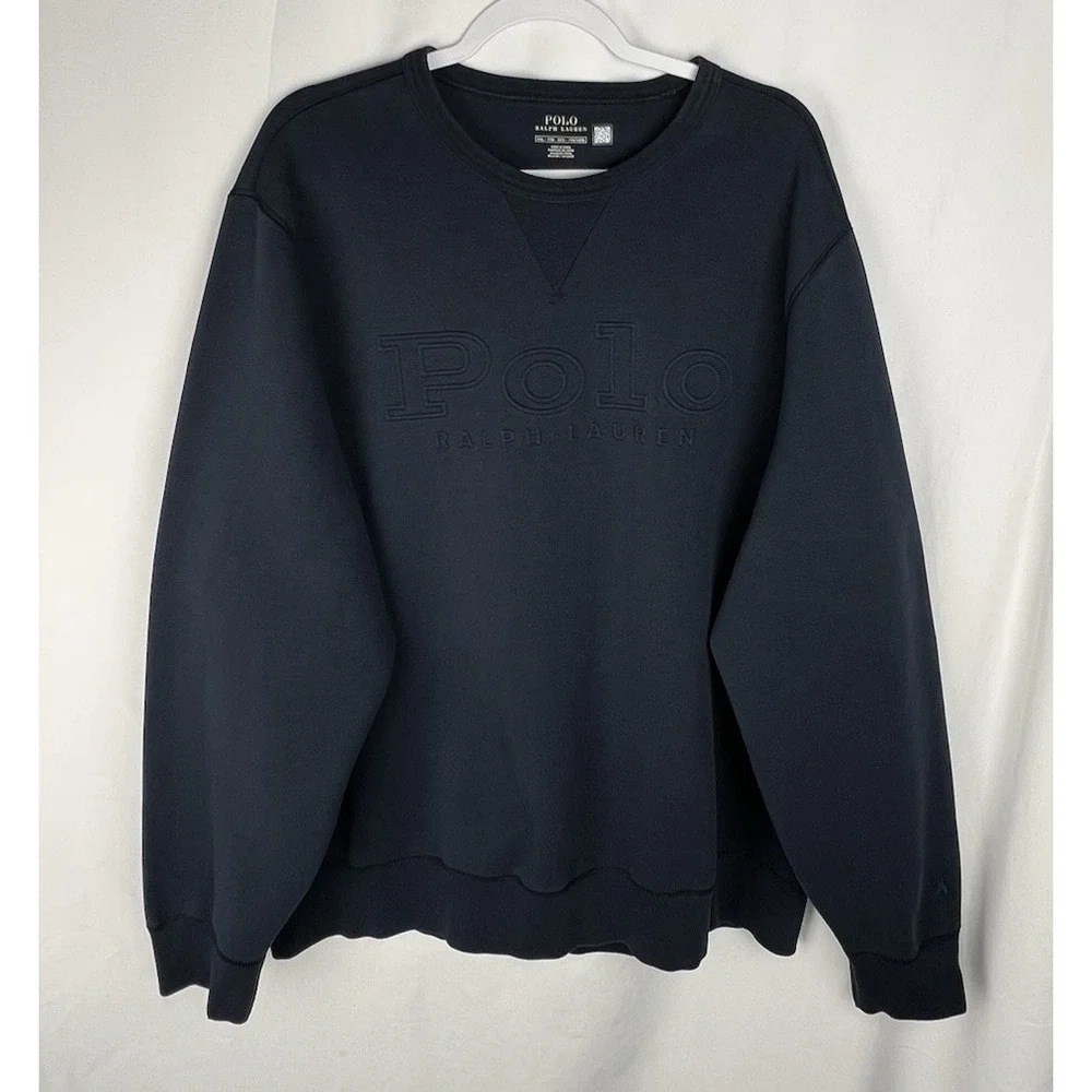 POLO RALPH LAUREN Aviator Navy Double-Knit Embossed Sweatshirt Mens XXL Crewneck